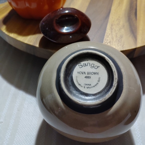 Vintage Collectible Sango Nova Brown Creamer & Sugar Bowl Set Glazed Pottery - Picture 6 of 9